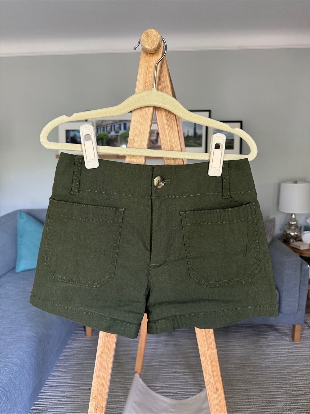 Anthropologie Maeve Colette Olive Green High-Waiste Shorts